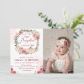 パンプキンガール1stバースデーピンクフローラパーティー 招待状 (スタンド正面)