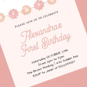 パンプキンガール ピンク フラワーハロウィン 1歳誕生日 招待状