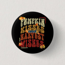 パンプキンキスと収穫願い、居心地の良い秋 缶バッジ