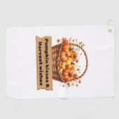 パンプキンキス&ハーベストウィーズ秋デザインオーバーシ ゴルフタオル (横)