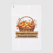 パンプキンキス&ハーベストウィーズ秋デザインオーバーシ ゴルフタオル (正面)