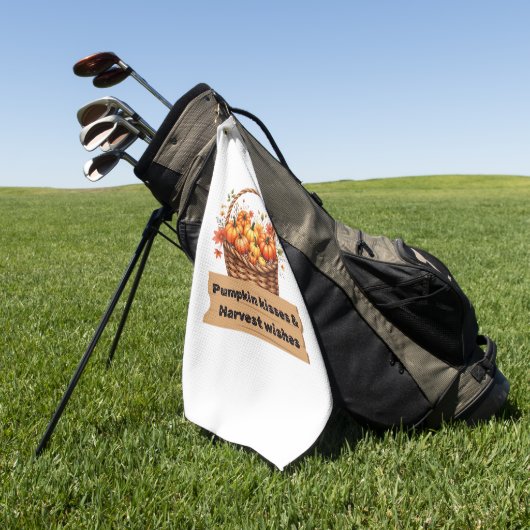 パンプキンキス&ハーベストウィーズ秋デザインオーバーシ ゴルフタオル (グリーン)