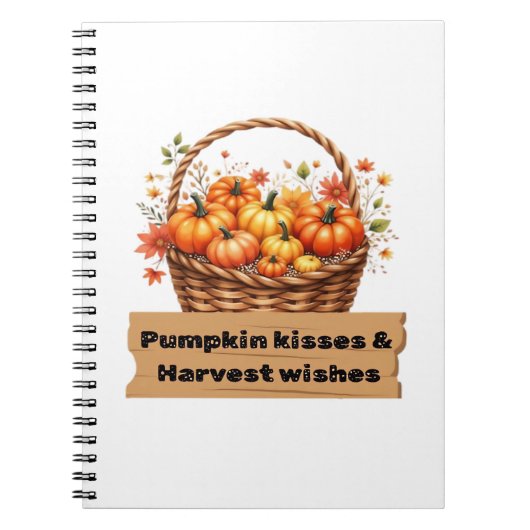 パンプキンキス&ハーベストウィーズ秋デザインオーバーシ ノートブック (正面)