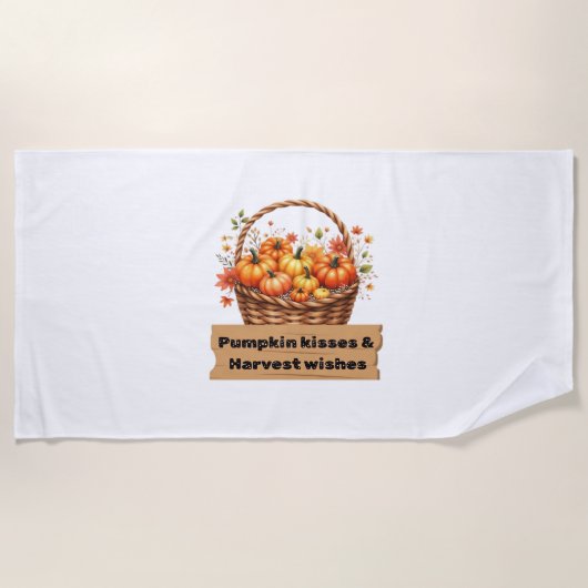 パンプキンキス&ハーベストウィーズ秋デザインオーバーシ ビーチタオル (正面)