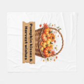 パンプキンキス&ハーベストウィーズ秋デザインオーバーシ フリースブランケット (正面(横))