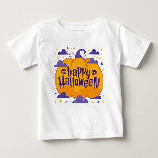 パンプキンキッズハッピーハローウィン ベビーTシャツ (正面)