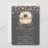 パンプキンキャリッジバラ金ゴールドドットベビーシャワー 招待状 (正面)