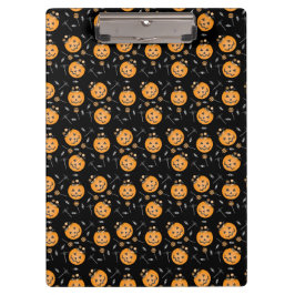 パンプキンキャンディペールトリックまたはトリートパターンオレンジ クリップボード