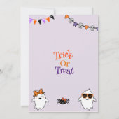 パンプキンキャンディモダンキッズハロウィーントリートパーティー 招待状 (裏面)