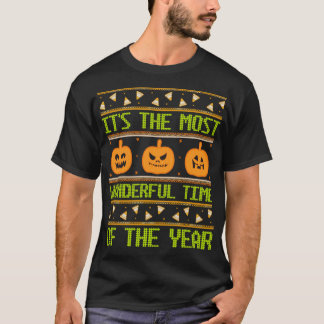 パンプキンキャンディーコーンハロウィーンの醜いセーターのパターン Tシャツ