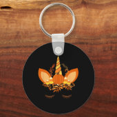 パンプキンキャンディーコーン – 秋の秋をテーマにしたユニコーン キーホルダー (正面)