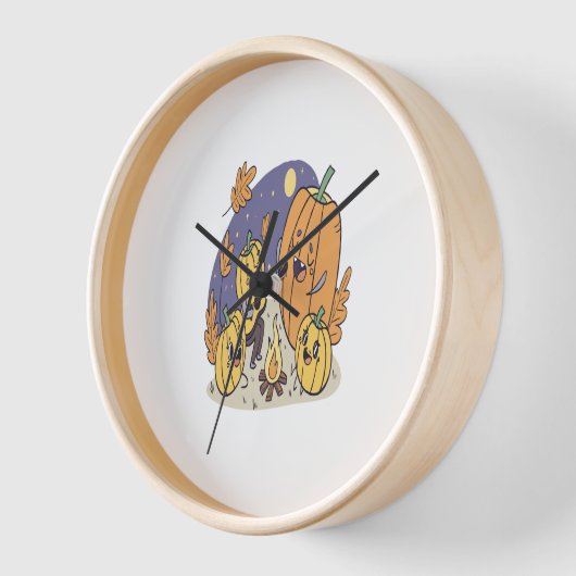 パンプキンキャンプファイアセレナーデ 壁時計 (傾斜)