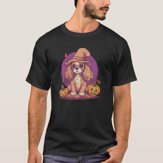 パンプキンキングチャールズスパニエル犬ドッグオクトーバーハロウィーン Tシャツ