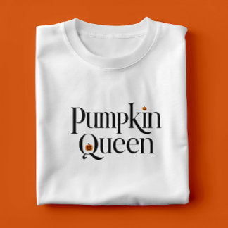 パンプキンクイーンハロウィーンタイポグラフィデザイン Tシャツ