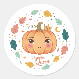 パンプキンクイーン 👑 | かわいいハロウィン ラウンドシール