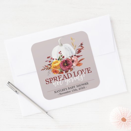 パンプキングハンドサニタイザラベルパーソナライズされた秋 スクエアシール (封筒)