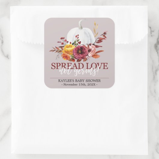 パンプキングハンドサニタイザラベルパーソナライズされた秋 スクエアシール (バッグ)