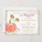 パンプキングリッター感謝祭ディナー招待状 サンキューカード (正面)