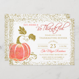 パンプキングリッター感謝祭ディナー招待状 サンキューカード