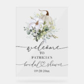 パンプキングリーン秋ブライダルシャワーウェルカムサイン アクリルサイン (正面)