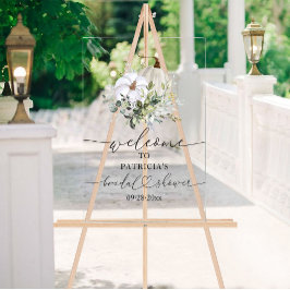 パンプキングリーン秋ブライダルシャワーウェルカムサイン アクリルサイン