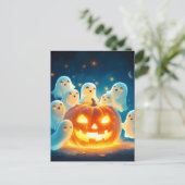 パンプキングローゴーストパーティー水彩 シーズンポストカード (スタンド正面)