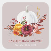 パンプキング秋ベビーシャワーのお願い スクエアシール (正面)