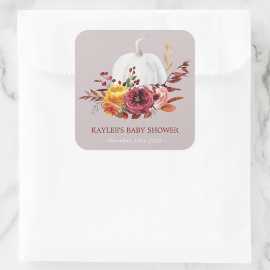 パンプキング秋ベビーシャワーのお願い スクエアシール (バッグ)