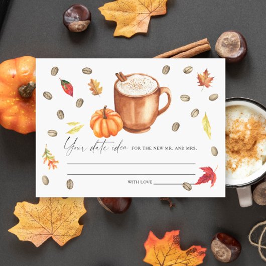 パンプキンコーヒーブライダルシャワーデイトナイトアイディア エンクロージャーカード