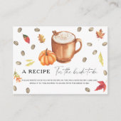 パンプキンコーヒーブライダルシャワーレシピのための花嫁 エンクロージャーカード (正面)