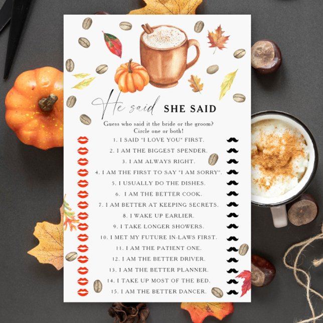 パンプキンコーヒーブライダルシャワー彼は彼女が言った (クリエイターアップロード済み)