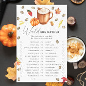 パンプキンコーヒーブライダルシャワー彼女はむしろゲームをする