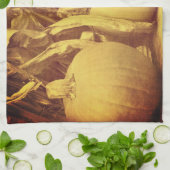 パンプキンコーンクア秋ヴィンテージルック キッチンタオル (折り畳み)