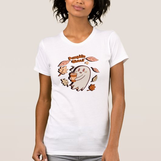 パンプキンゴーストの秋のラテ Tシャツ (正面)