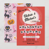 パンプキンサインモダンハロウィン結婚ズ 招待状 (正面/裏面)