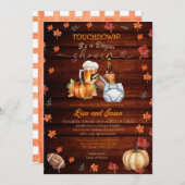 パンプキンサッカーパンプキンビール秋おむつシャワー 招待状 (正面/裏面)