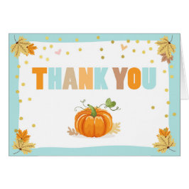 パンプキンサンキューカードブルー金ゴールドボーイ秋秋