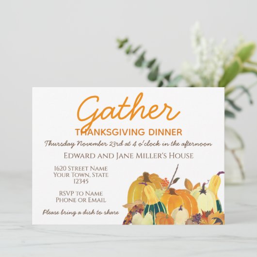 パンプキンサンクスギビング招待状 招待状 (スタンド正面)