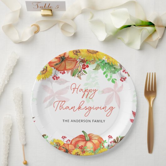 パンプキンサンクスギビング紙プレート ペーパープレート (ウェディング)