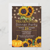 パンプキンサンフラワーズバ素朴ンウッドサンクスギビング 招待状 (正面)