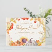 パンプキンサンフラワー感謝祭ディナー招待状 招待状 (スタンド正面)