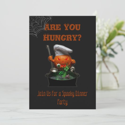 パンプキンシェフハロウィン不気味 – ディナーテーマ 招待状 (スタンド正面)