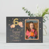 パンプキンシックス誕生日6番目の秋パーティーフォト招待状 招待状 (スタンド正面)