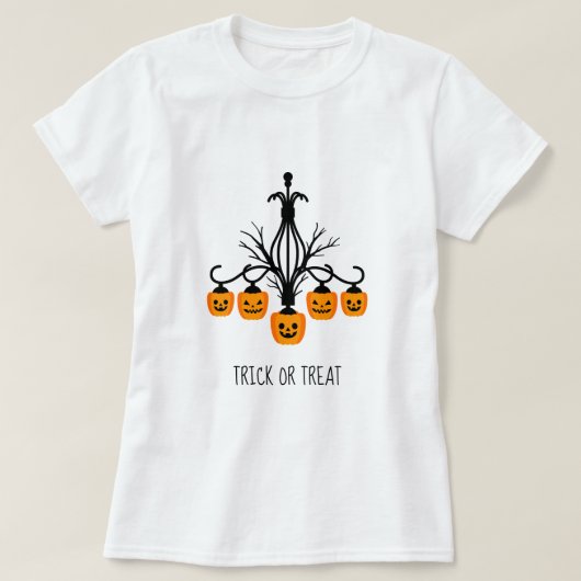 パンプキンシャンデリアハロウィーンテーマ Tシャツ (デザイン正面)