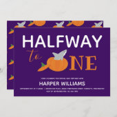 パンプキンシャーク6ヶ月ベビーハーフ誕生日 招待状 (正面/裏面)