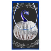 パンプキンシルバーガラスブルー秋グレエレガントー スモールペーパーバッグ (裏面)