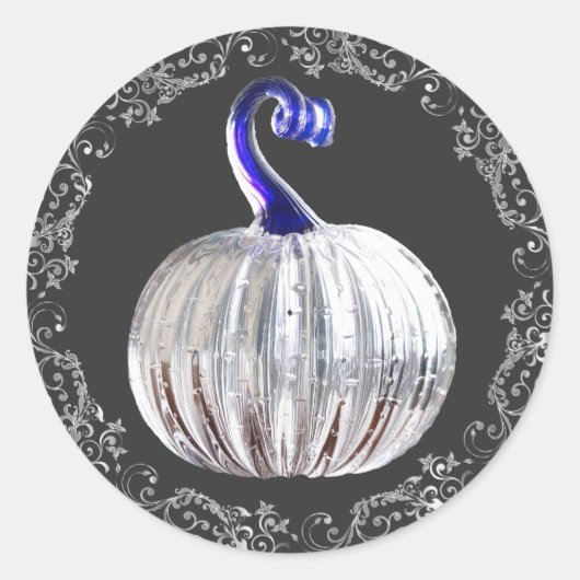 パンプキンシルバーガラスブルー秋 エレガント ラウンドシール (正面)
