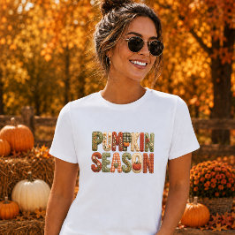 パンプキンシーズンのパッチワークスタイルの文字 女性用 Tシャツ