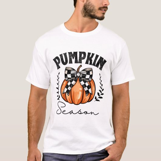 パンプキンシーズンコケットパンプキンボウハロウィーンスポオ Tシャツ (正面)