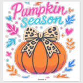 パンプキンシーズンヒョウ弓デザイン – かわいい秋エスト シール (シート)